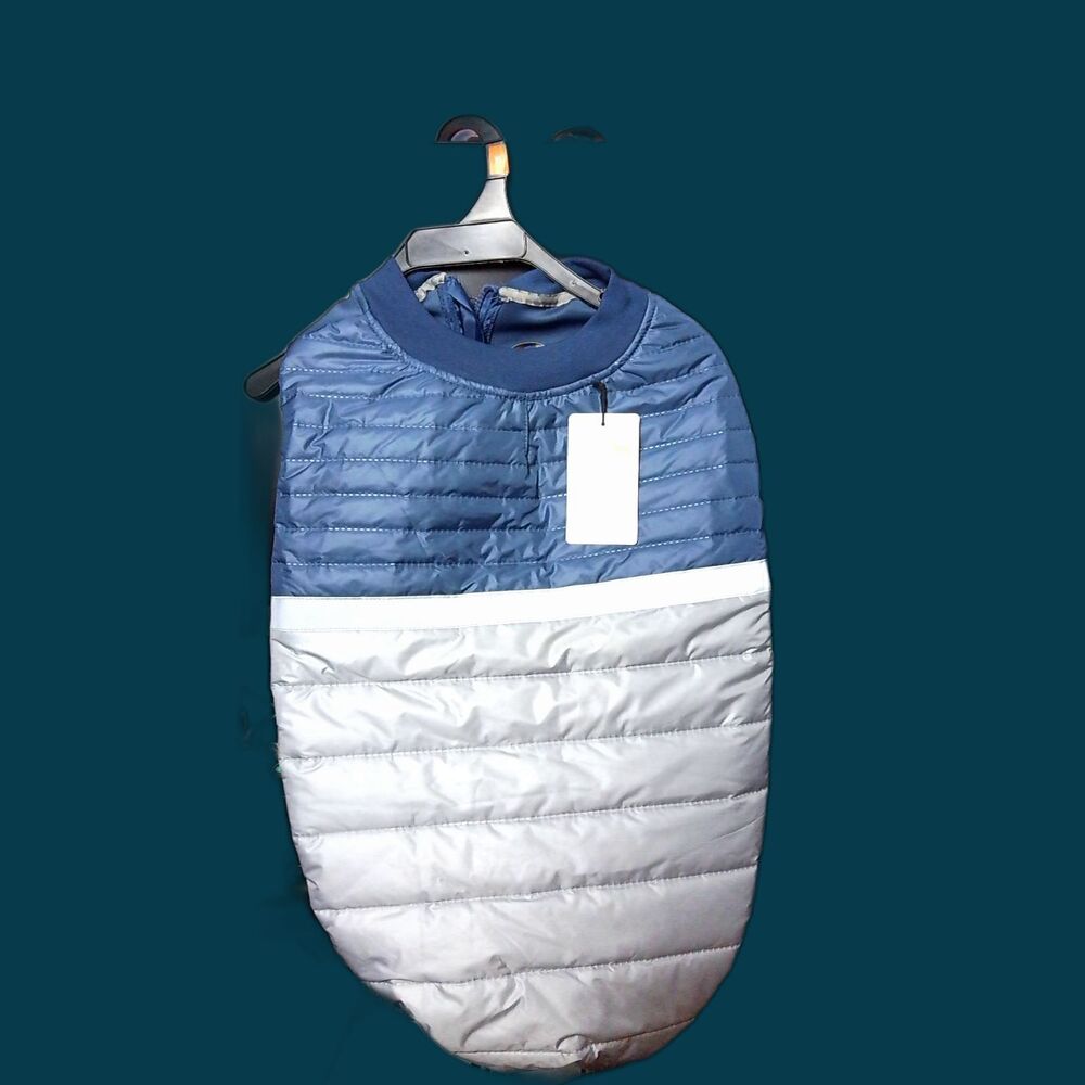 XL Blue/Silver Dog Puffer Vest